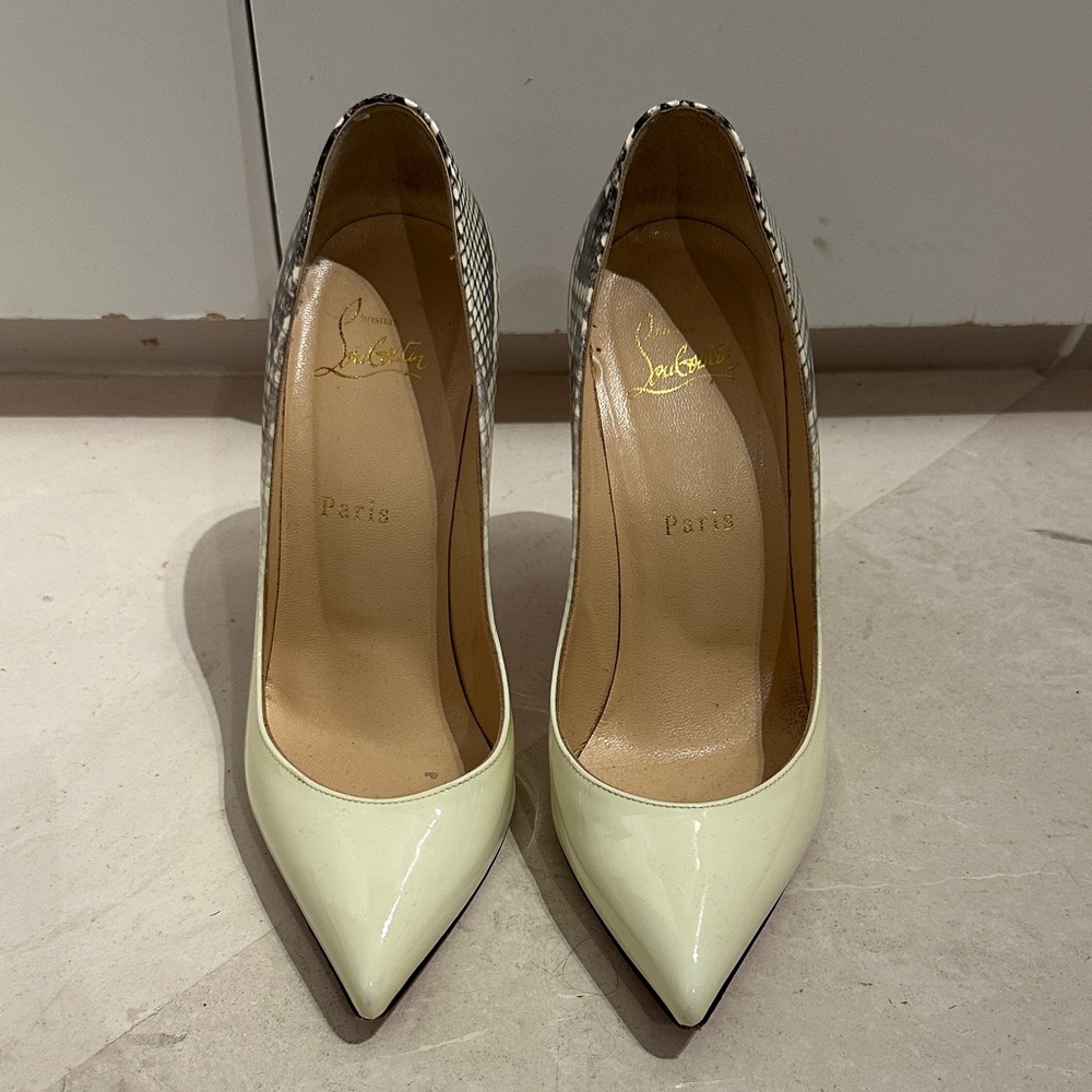 Christian Louboutin Cream and Silver Heels